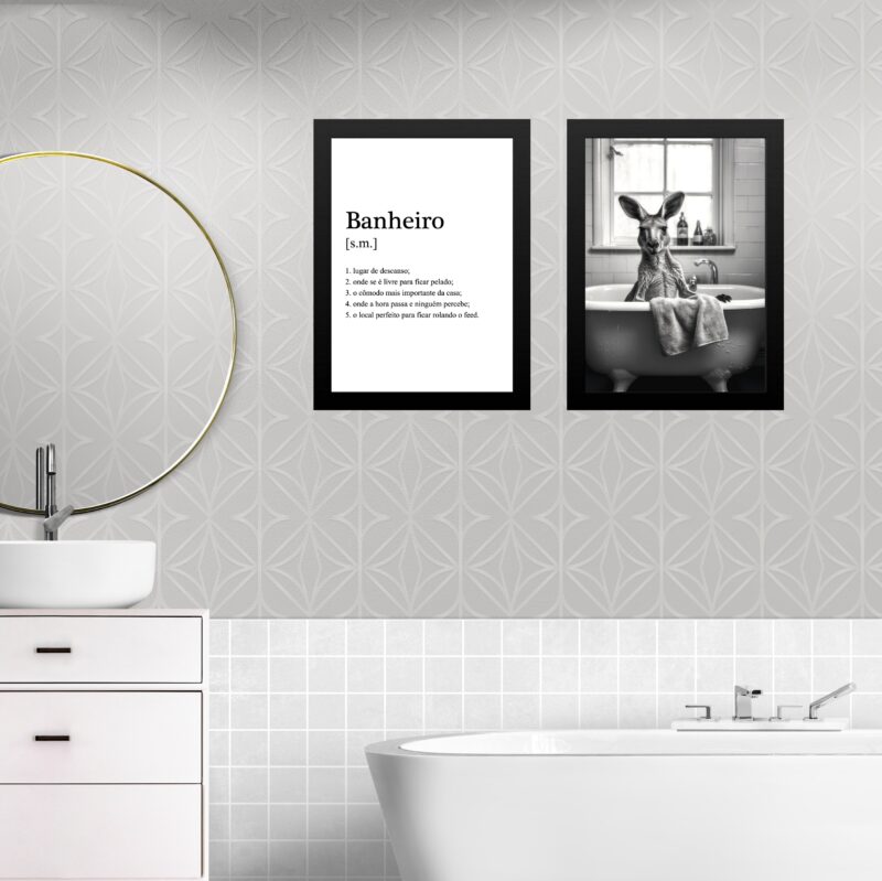 Kit 2 Quadros Decorar Banheiro - Canguru