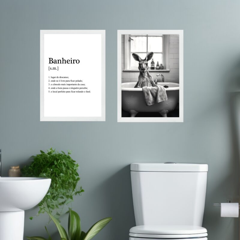 Kit 2 Quadros Decorar Banheiro - Canguru