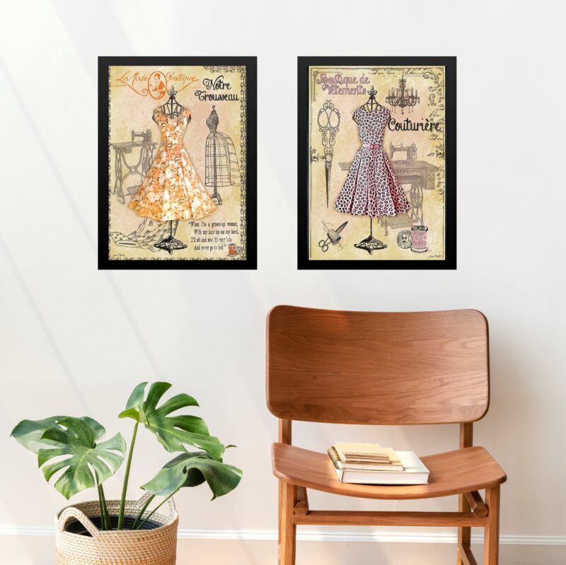 Kit 2 Quadros Vintage Moda Manequins - Vestidos