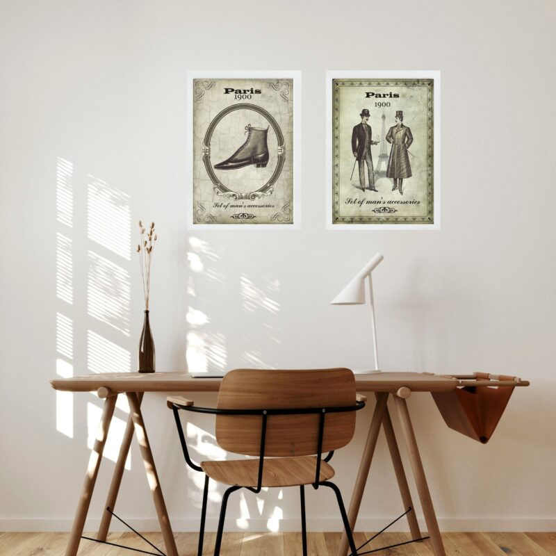 Kit 2 Quadros Vintage Moda Masculina b