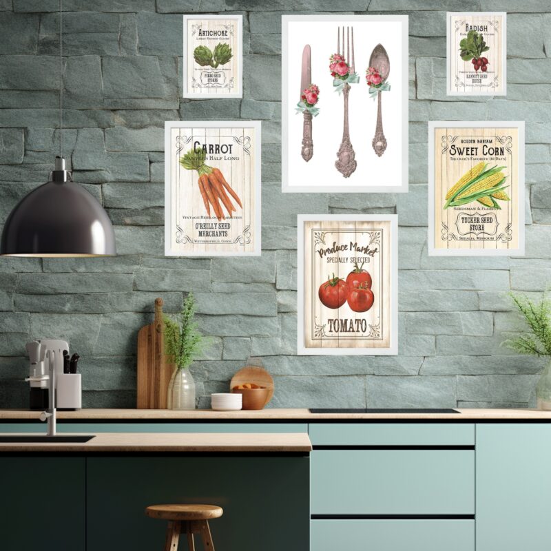 Kit Composição 6 Quadros Cozinha Retrô
