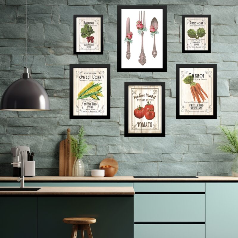 Kit Composição 6 Quadros Cozinha Retrô b