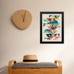 Quadro Arte Cardume De Peixes Abstrato Colorido
