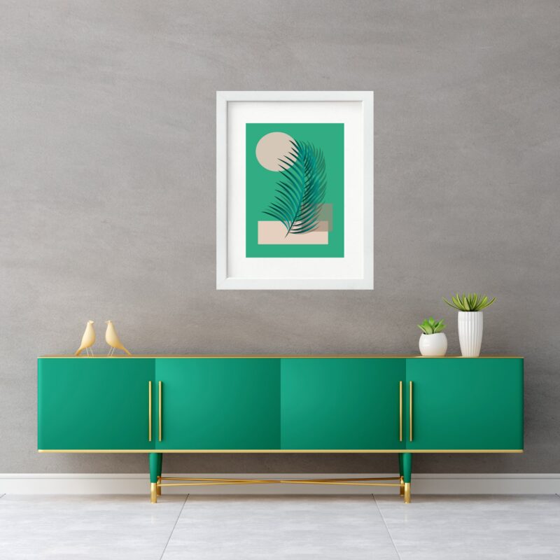 Quadro Boho Folha Verde - 60x48 Cm