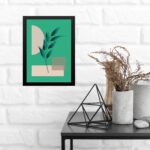 Quadro Boho Folha Verde Fundo Verde