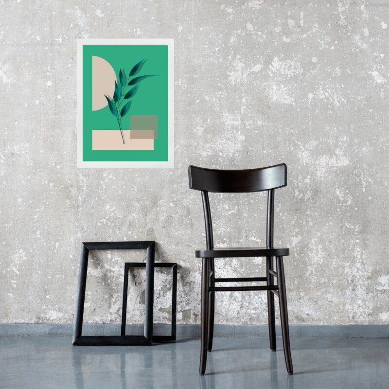 Quadro Boho Folha Verde Fundo Verde b