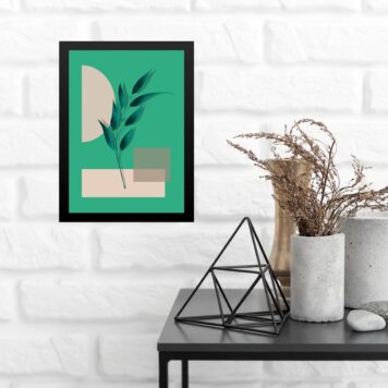 Quadro Boho Folha Verde Fundo Verde