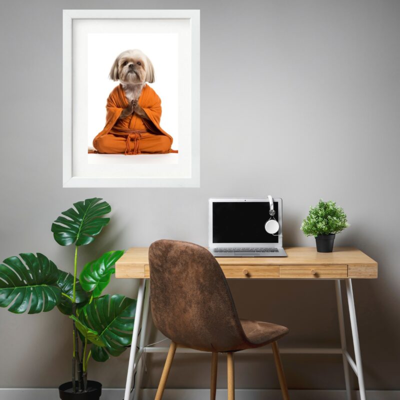 Quadro Cão Shih Tzu Meditando - 60x48 Cm b