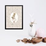 Quadro Coelhinha Fundo Floral Vintage