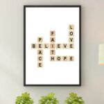 Quadro Cruzadinha Believe Faith Peace Hope Love