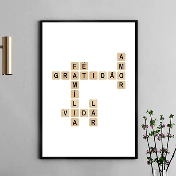 Quadro Cruzadinha Gratidão Família Amor