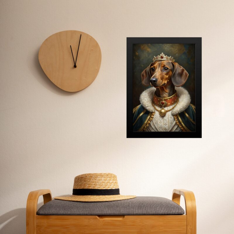 Quadro Dachshund Com Roupa De Rei