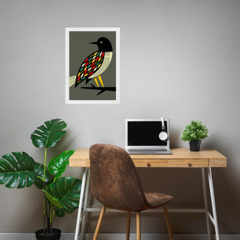 Quadro Decorativo Arte Pássaro Colorido b