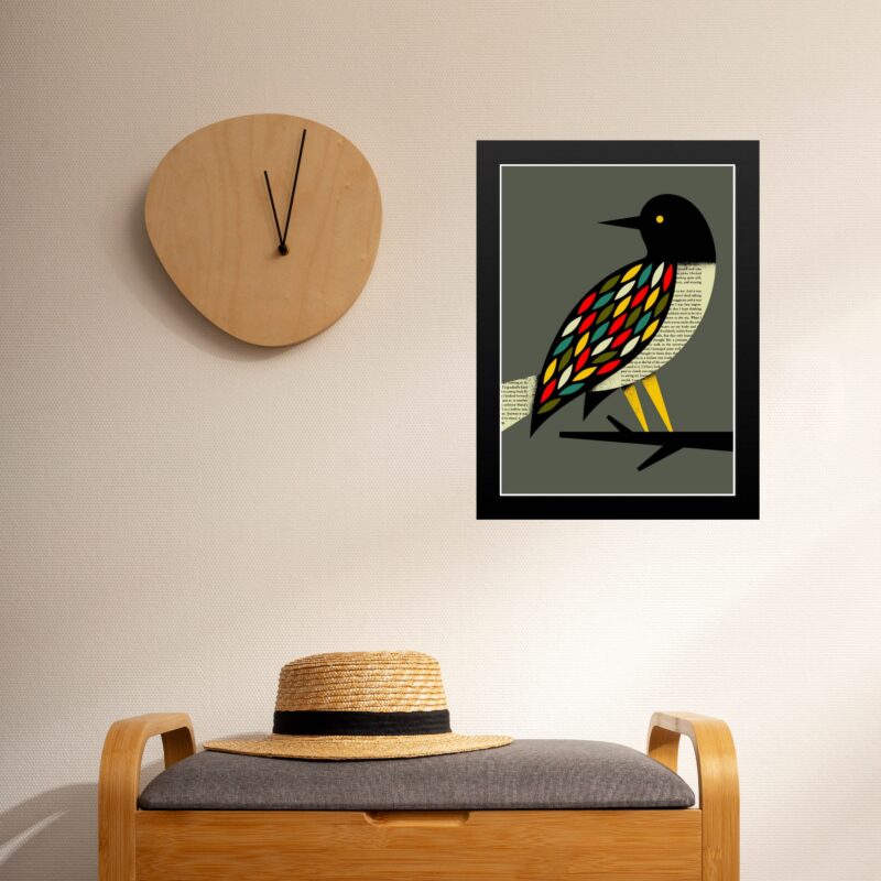 Quadro Decorativo Arte Pássaro Colorido