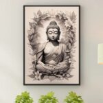 Quadro Decorativo Buda Cinza e Bege