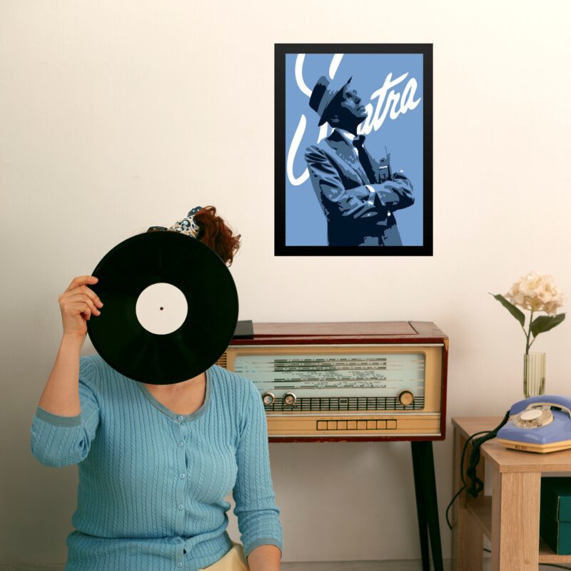 Quadro Decorativo Frank Sinatra Azul