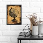 Quadro Decorativo Globo Terrestre Retrô