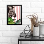 Quadro Decorativo Zebra Com Listra Rosa