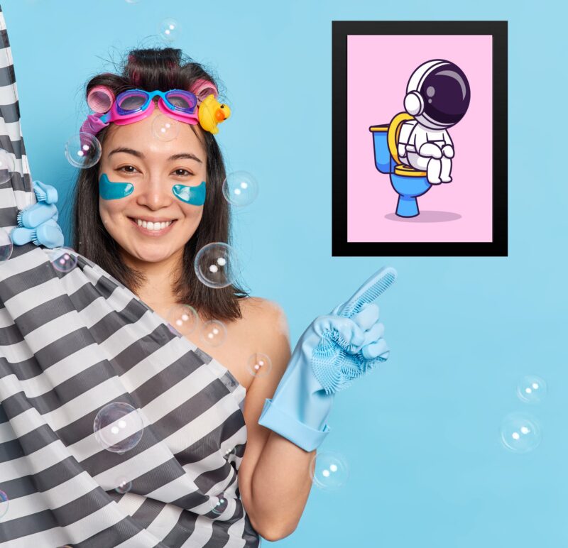 Quadro Divertido Para Banheiro Astronauta No Vaso