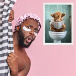 Quadro Divertido Para Banheiro - Boizinho No Vaso