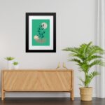 Quadro Folha Verde Fundo Verde - 60x48 Cm