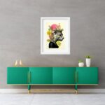 Quadro Moderno Colagem Onça - 60x48 Cm