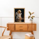 Quadro Moldura Dourada Anjinho Criança