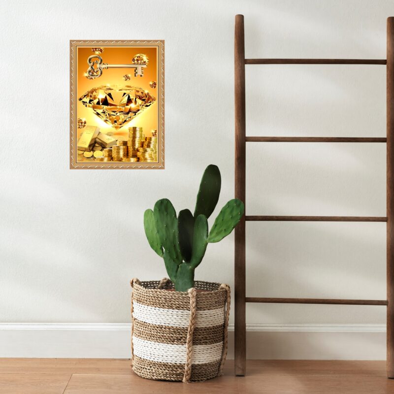 Quadro Moldura Dourada Arquétipo Riqueza Ouro Diamante b