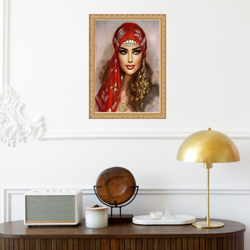 Quadro Moldura Dourada Arte Cigana b