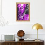 Quadro Moldura Dourada Buda Roxo