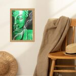 Quadro Moldura Dourada Buda Verde