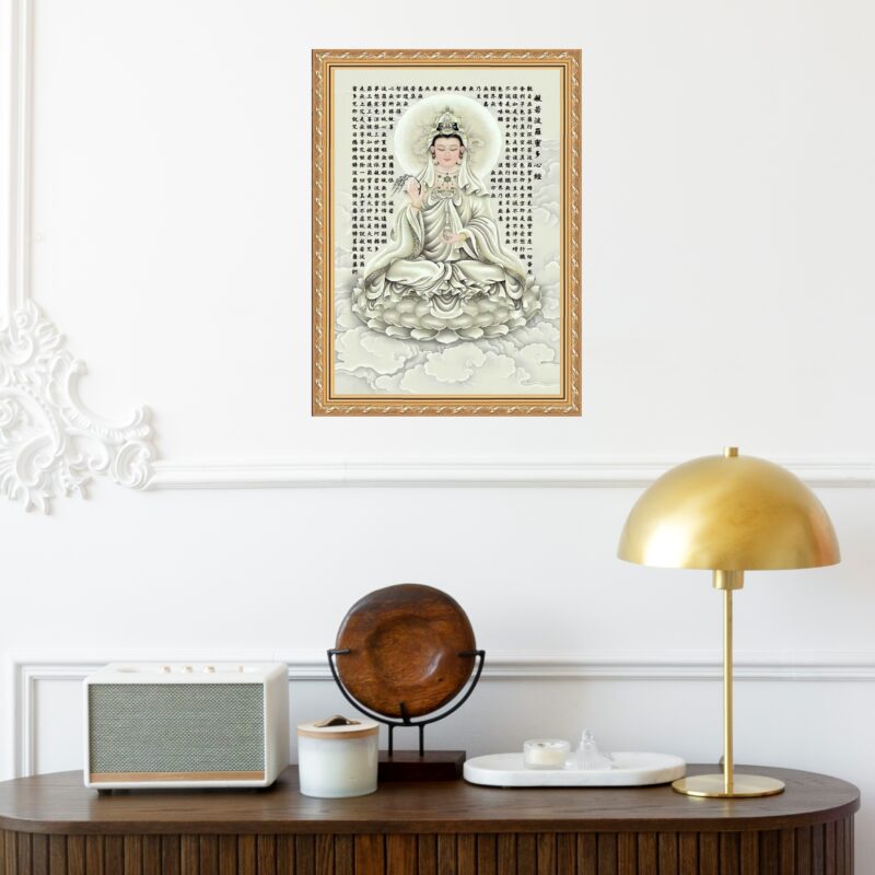 Quadro Moldura Dourada Deusa Kuan Yin