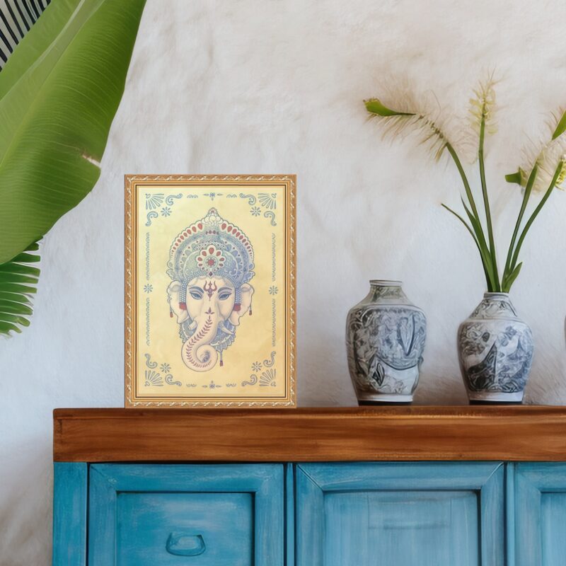 Quadro Moldura Dourada Ganesha Vintage