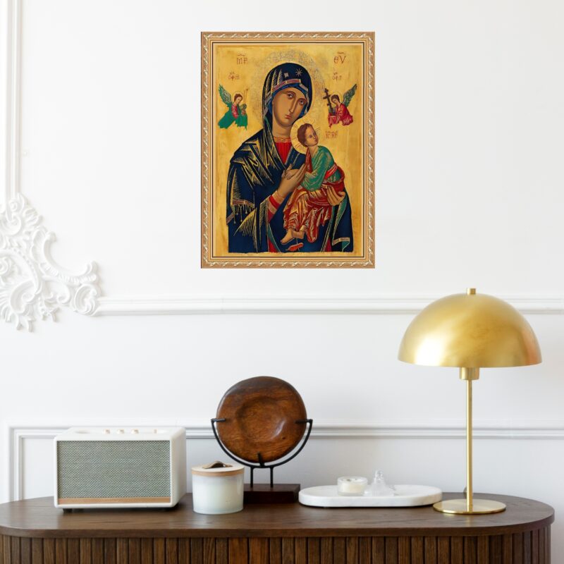 Quadro Moldura Dourada Nossa Senhora Perpetuo Socorro b