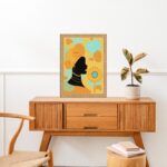 Quadro Moldura Dourada Orixá Oxum Silhueta