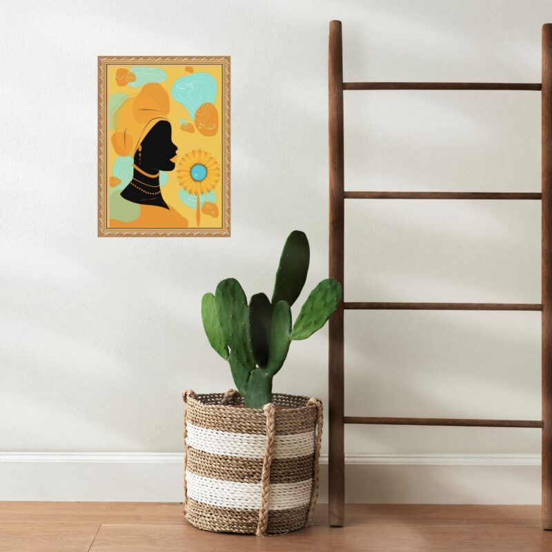 Quadro Moldura Dourada Orixá Oxum Silhueta b