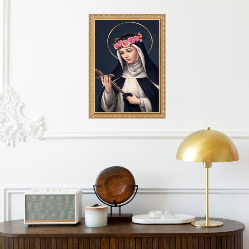 Quadro Moldura Dourada Santa Rita De Cássia b