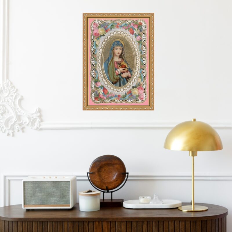 Quadro Moldura Dourada Santinha Vintage b