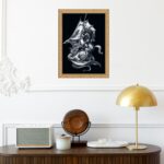 Quadro Moldura Dourada São Jorge Fundo Preto