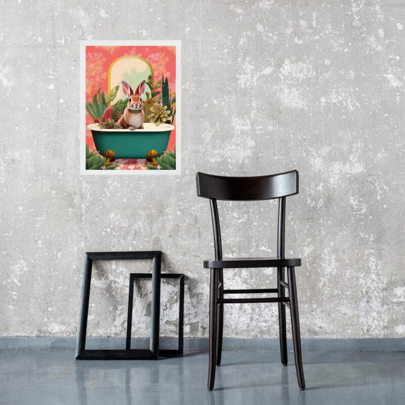 Quadro Para Banheiro Coelho Com Plantas b