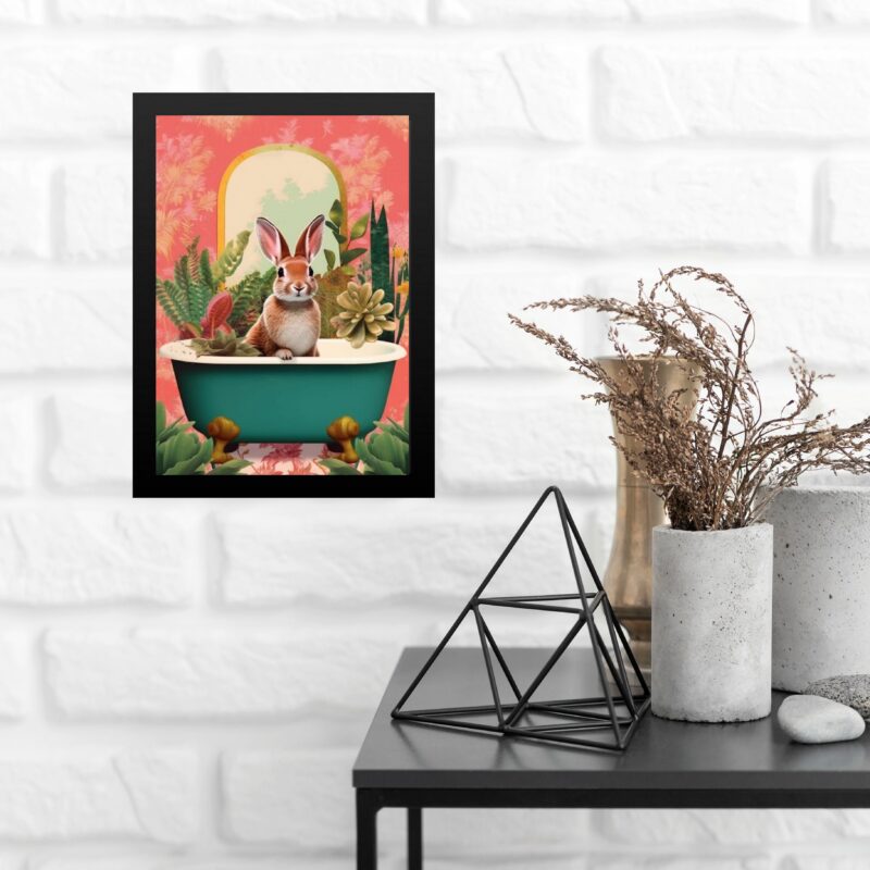 Quadro Para Banheiro Coelho Com Plantas