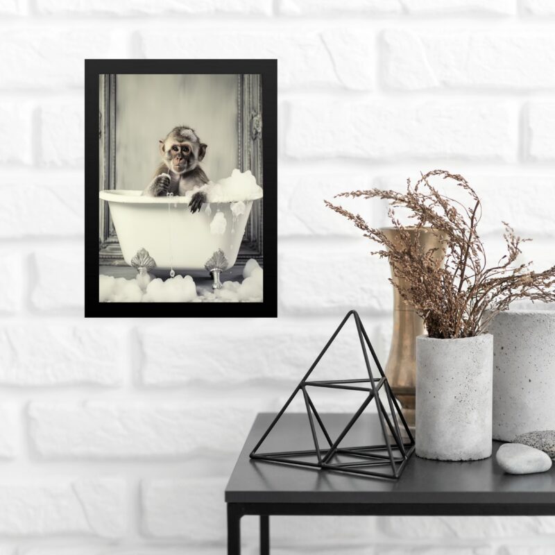 Quadro Para Banheiro Macaquinho No Banho