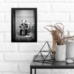 Quadro Para Decorar Banheiro Panda Com Jornal