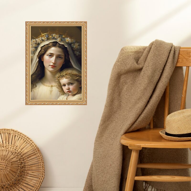 Quadro Sacro Moldura Dourada Madona