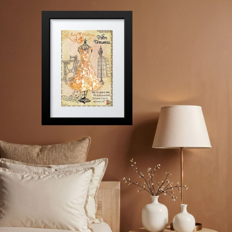 Quadro Vintage Atelier Vestido - 60x48 Cm