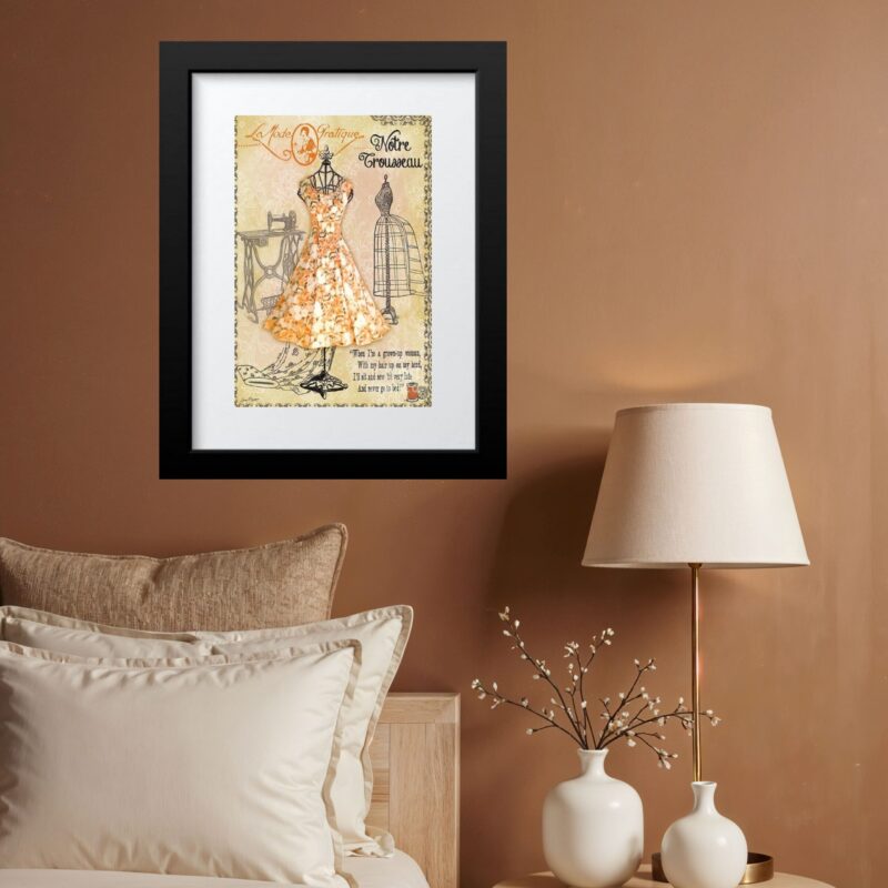 Quadro Vintage Atelier Vestido - 60x48 Cm