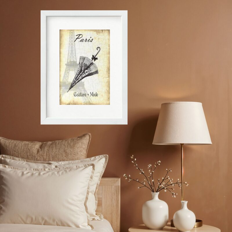 Quadro Vintage Moda Guarda Chuva- 60x48 Cm b