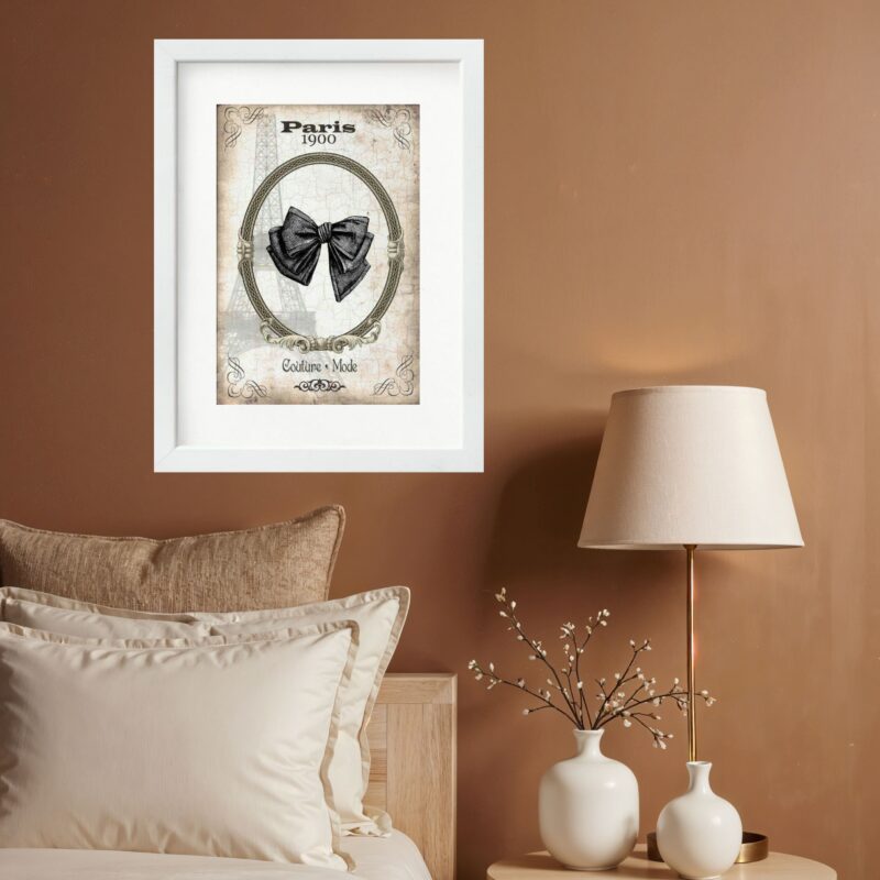 Quadro Vintage Moda Laço de Fita- 60x48 Cm b