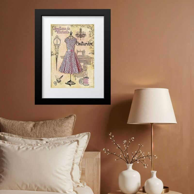 Quadro Vintage Moda Vestido - 60x48 Cm
