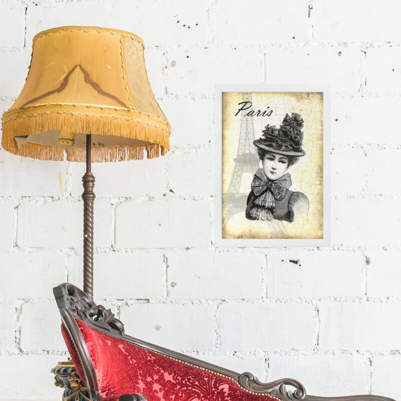 Quadro Vintage Paris Dama Antiga b